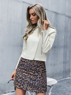 Zip-UP Leather White Jacket