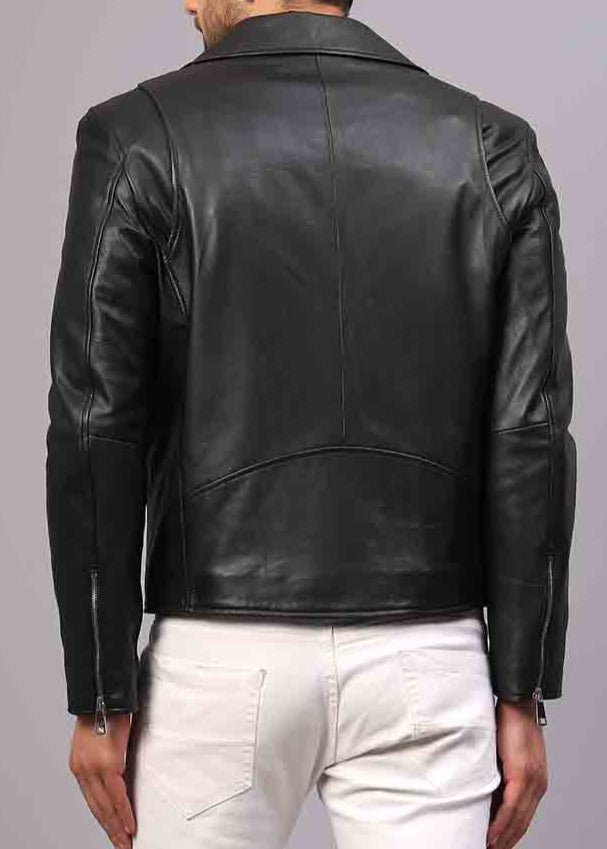 LOGAN MEN'S BLACK LEATHER BIKER STYLE JACKET