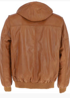 Men’s Leather Hooded Jacket Tan