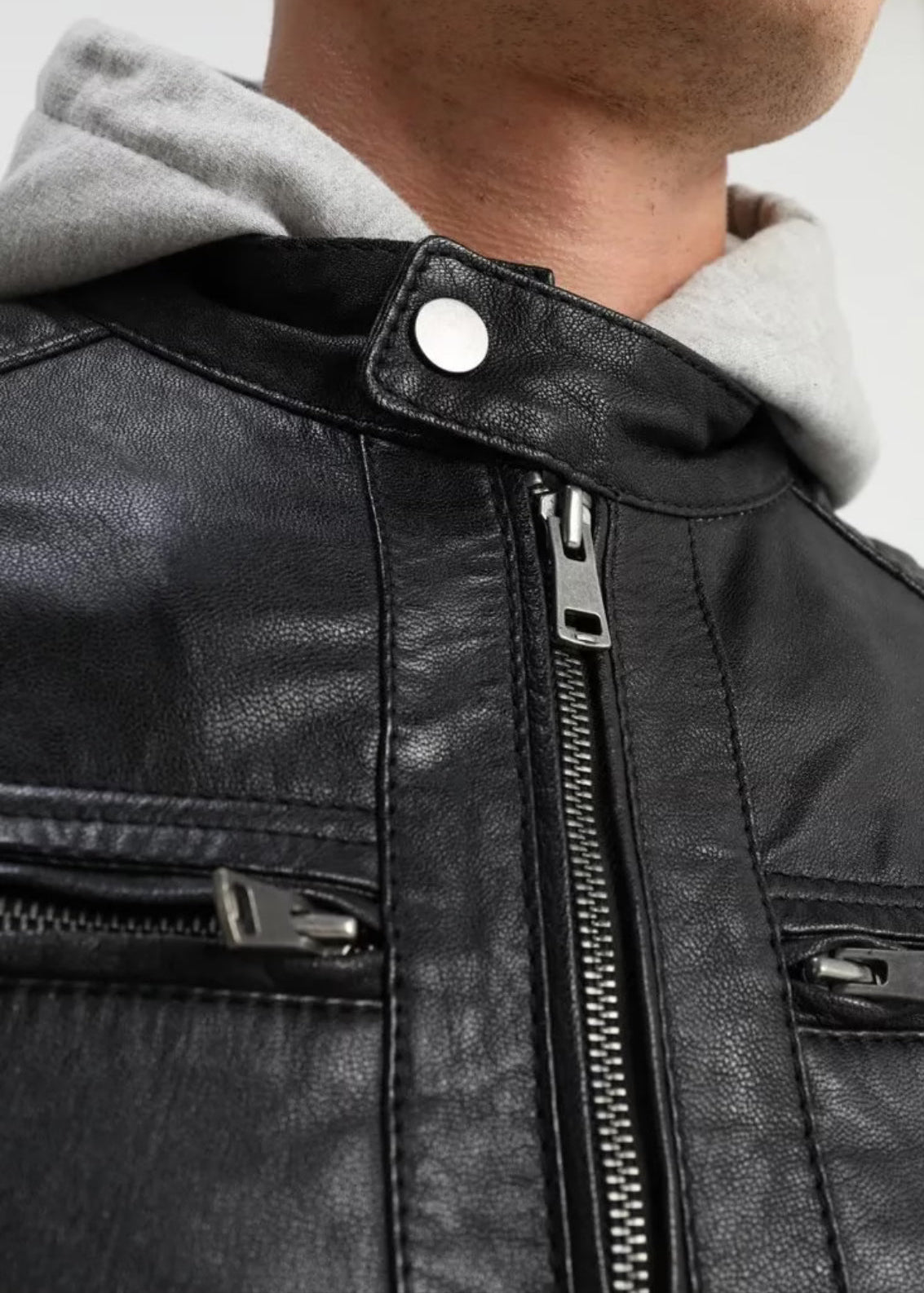 Cafe Racer Hooded Leather Jacket