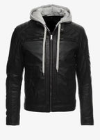 Cafe Racer Hooded Leather Jacket