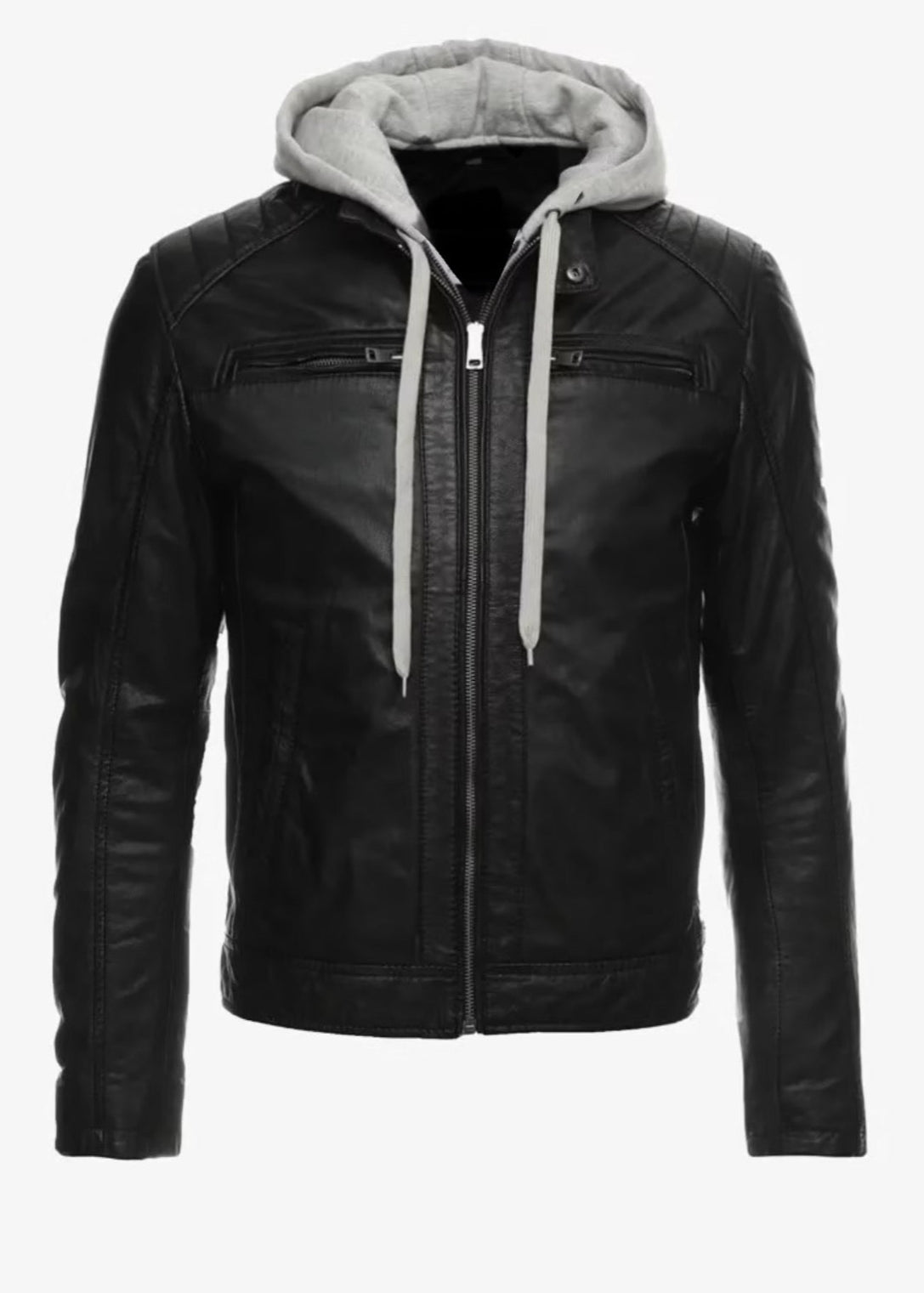 Cafe Racer Hooded Leather Jacket
