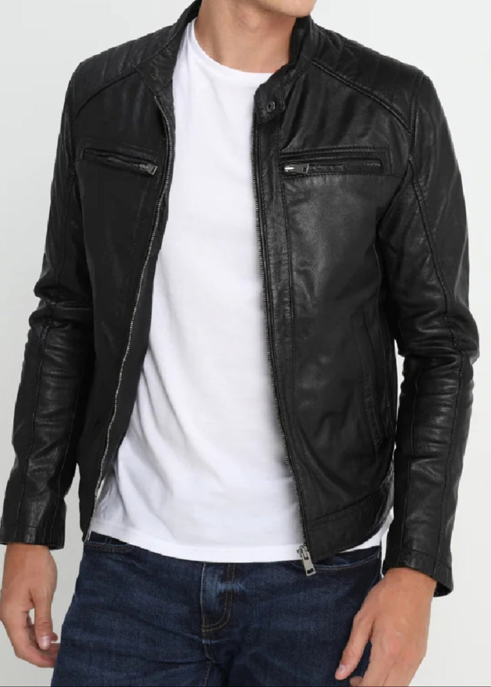 Cafe Racer Hooded Leather Jacket