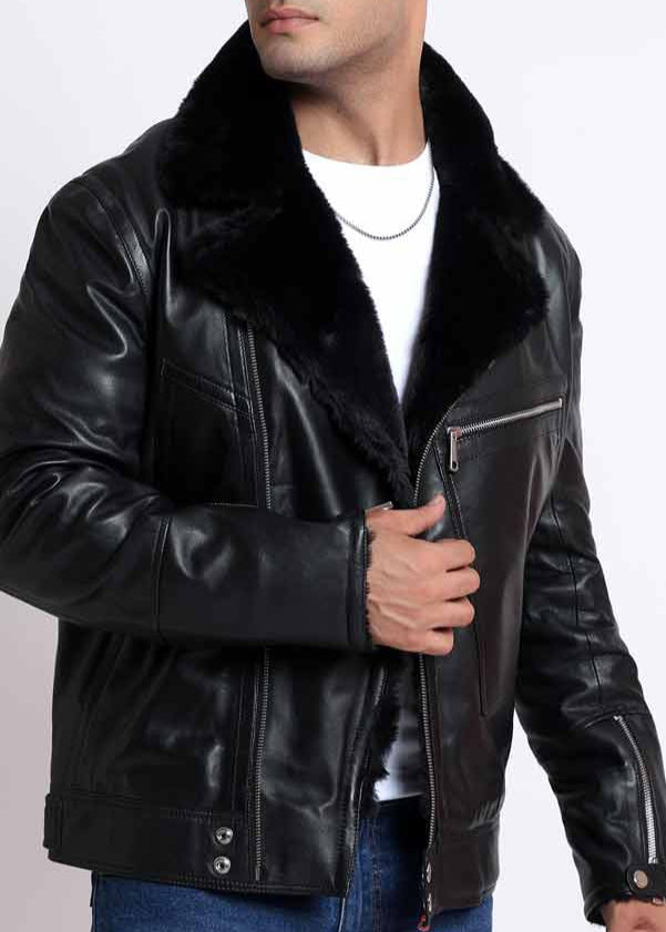 HARLEY BLACK LEATHER MEN'S BIKER JACKET