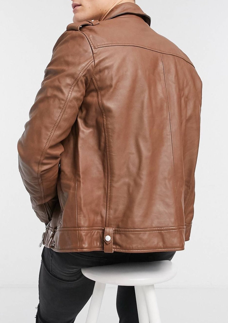 Brown Biker Leather Jacket